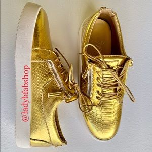 Giuseppe Zanotti Snake-Embossed Metallic Sneaker